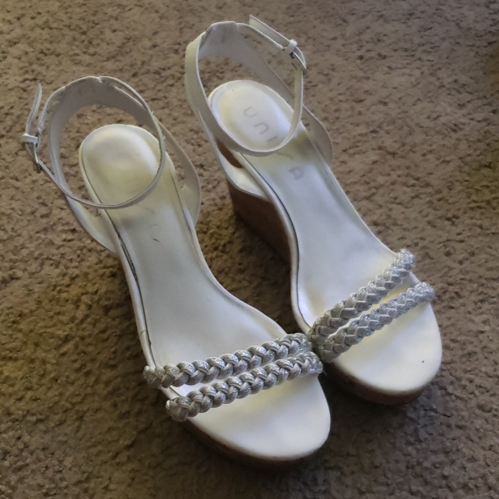 White wedge sandals
